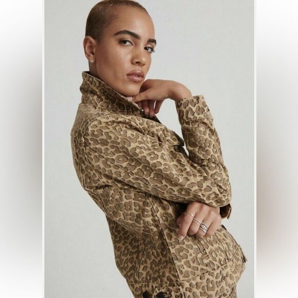 LUCKY BRAND LEOPARD TRUCKER JEAN JACKET NWT SIZE Medium - Picture 4 of 11